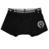 Boxer in cotone nero con jacquard bianco e nero
