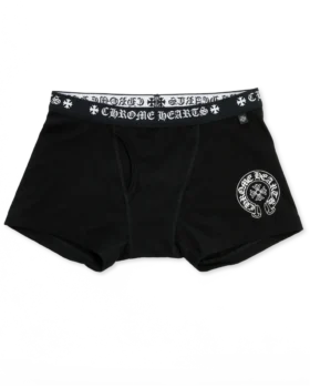 Boxer in cotone nero con jacquard bianco e nero