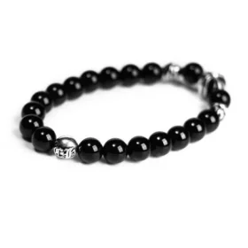 Bracciale con perline in onice 8 mm (4 perline in argento)