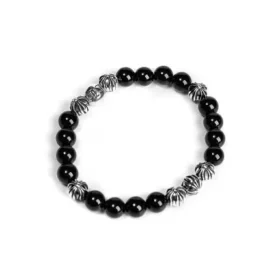 Bracciale con perline in onice 8 mm (8 perline in argento)