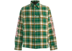 Camicia da uomo in flanella verde Chrome Hearts
