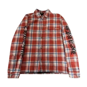 Camicia in flanella a quadri con fodera rossa Chrome Hearts
