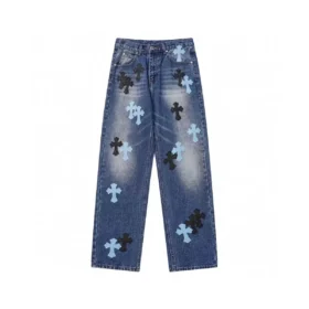 Chrome Hearts Denim con Cross Patch nero e ciano
