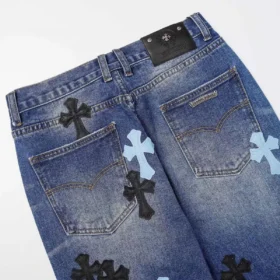 Chrome Hearts Denim con Cross Patch nero e ciano