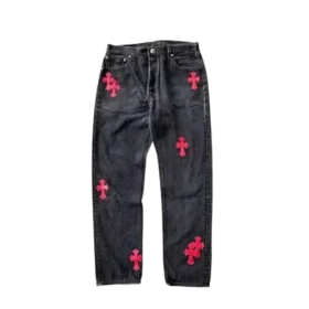Chrome Hearts Jeans con Cross Patch Croce Rossa