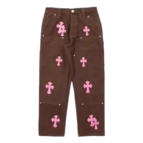 Chrome Style Brown Carpenter Hearts Pantaloni