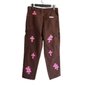 Chrome Style Brown Carpenter Hearts Pantaloni