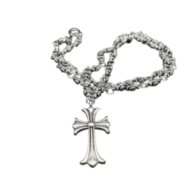 Collana in stile Chrome Hearts placcata argento