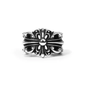 Double Floral Ring Chrome Hearts