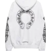 Felpa con cappuccio bianca a fiori con zip a Horseshoe Felpa con cappuccio bianca a fiori con zip a Horseshoe