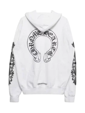 Felpa con cappuccio bianca a fiori con zip a Horseshoe