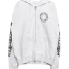 Felpa con cappuccio bianca a fiori con zip a Horseshoe Felpa con cappuccio bianca a fiori con zip a Horseshoe