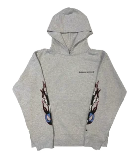 Felpa con cappuccio Chrome Hearts Hearts Matty Boy Brain grigia