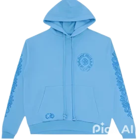 Felpa con cappuccio Chrome Hearts Sanskrit blu Felpa con cappuccio Chrome Hearts Sanskrit blu