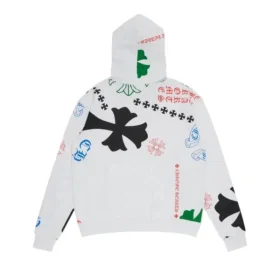 Felpa con cappuccio Chrome Hearts Stencil in bianco/multicolore