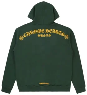 Felpa con cappuccio Chrome Hearts T Bar verde/oro Felpa con cappuccio Chrome Hearts T Bar verde/oro