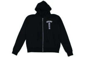 Felpa con cappuccio e zip Chrome Hearts con logo floreale, nera, taglia L