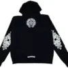 Felpa con cappuccio e zip Chrome Hearts con logo floreale, nera, taglia L