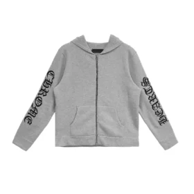 Chrome Hearts Felpa con cappuccio in cashmere grigio con zip