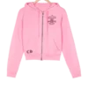 Felpa con cappuccio rosa con zip Chrome Hearts da ragazza Felpa con cappuccio rosa con zip Chrome Hearts da ragazza