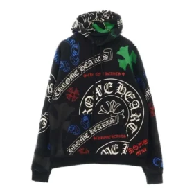 Felpe con cappuccio nere pesanti con grafica Chrome Hearts