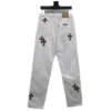 Jeans Chrome Hearts con croce leopardata bianchi Jeans Chrome Hearts con croce leopardata bianchi