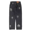 Jeans Chrome Hearts con Cross Patch in pelo di pony