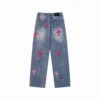 Jeans Chrome Hearts con logo croce rosa