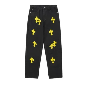 Jeans Chrome Hearts Giallo Effetto Usurato