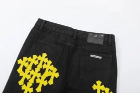 Jeans Chrome Hearts Giallo Effetto Usurato