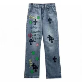 Jeans Chrome Hearts Graffiti Red Lips
