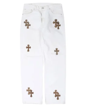 Jeans Chrome Hearts Levi’s con Cross Patch leopardato