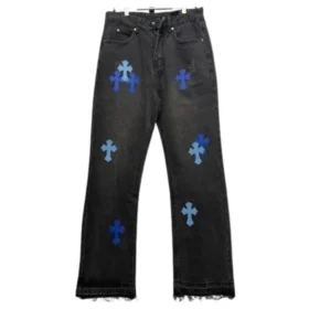 Jeans Chrome Hearts neri e blu con croce