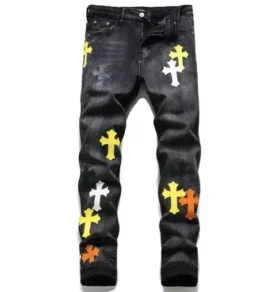 Jeans con logo a croce Chrome Hearts