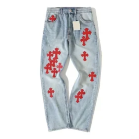 Jeans con toppa rossa Chrome Hearts