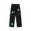 Jeans con toppe a croce verdi e bianche Chrome Hearts Jeans con toppe a croce verdi e bianche Chrome Hearts