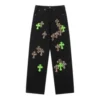Jeans con toppe in pelle