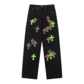 Jeans con toppe in pelle