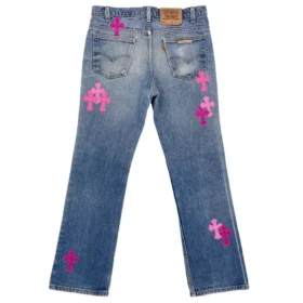 Jeans da donna in denim rosa Chrome Hearts