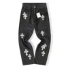 Jeans in denim Chrome Hearts con Cross Patch a croce bianca