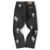 Jeans in denim Chrome Hearts con Cross Patch a croce bianca