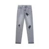 Jeans in pelle con croce dipinta a mano Chrome Hearts Jeans in pelle con croce dipinta a mano Chrome Hearts