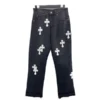 Jeans in pelle con cuciture a croce Chrome Hearts Jeans in pelle con cuciture a croce Chrome Hearts