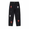 Jeans ricamati Chrome Hearts neri Jeans ricamati Chrome Hearts neri