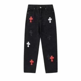 Jeans ricamati Chrome Hearts neri