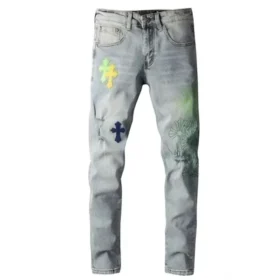 Jeans skinny con toppe Cross Patch Chrome Hearts Jeans skinny con toppe Cross Patch Chrome Hearts