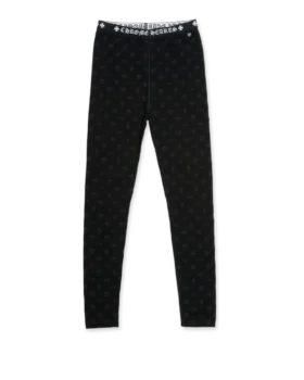 Leggings in cotone nero Chrome Hearts con stampa multilogo grigia