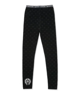 Leggings in cotone nero Chrome Hearts con stampa multilogo grigia