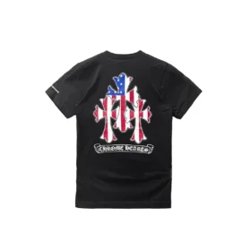 Maglietta a maniche corte con logo tripla croce e bandiera degli Stati Uniti di Chrome Hearts