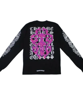 Maglietta a maniche lunghe Chrome Hearts con tabella ottica e Dagger rosa